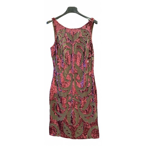 Pre-owned Needle & Thread Glitter Mid-length Dress In Burgundy