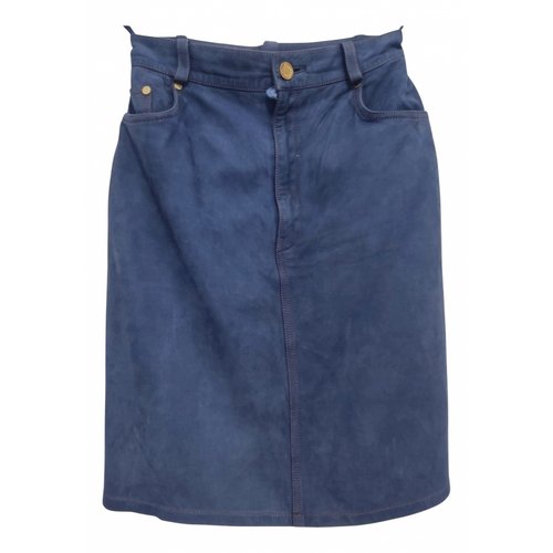 Pre-owned Loewe Leather Skirt In Blue