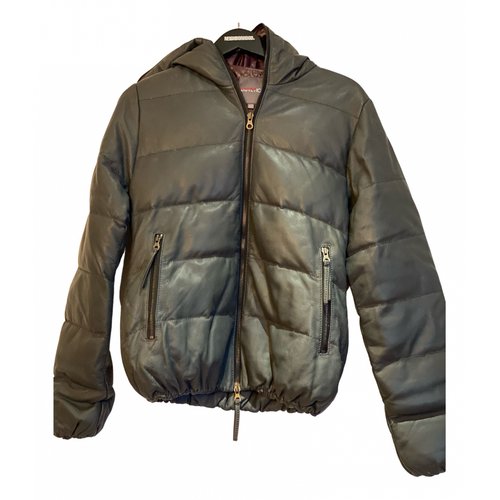 Pre-owned Duvetica Leather Puffer In Grey