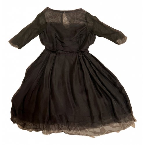 Pre-owned Lanvin Silk Mid-length Dress In Black