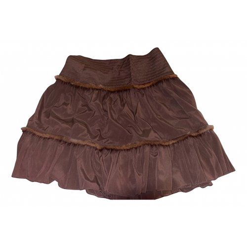 Pre-owned Blumarine Silk Mini Skirt In Brown