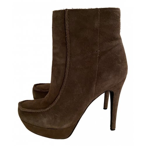 Pre-owned Dkny Ankle Boots In Khaki