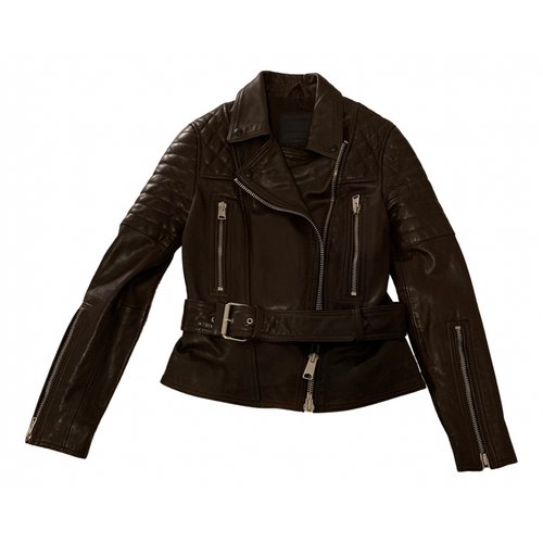 Pre-owned Allsaints Leather Short Vest In Brown