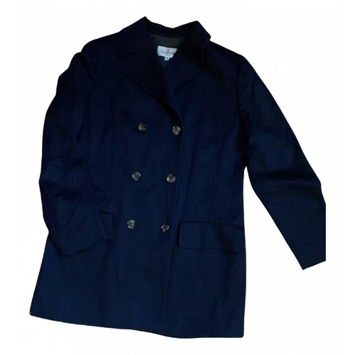 Pre-owned Valentino Cashmere Coat In Navy