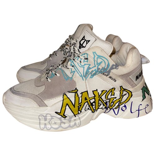 Pre-owned Naked & Famous Leather Low Trainers In White