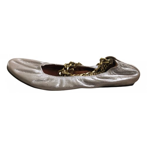 Pre-owned Lanvin Leather Ballet Flats In Silver