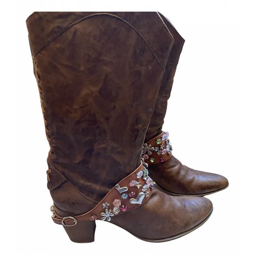 Pre-owned Giancarlo Paoli Leather Cowboy Boots In Brown