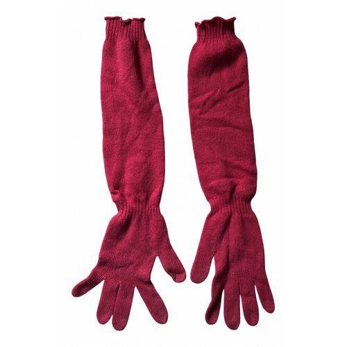Pre-owned Jucca Cashmere Long Gloves In Pink