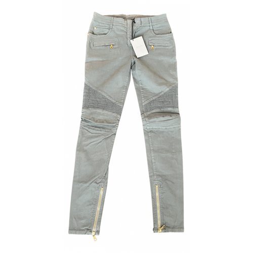 Pre-owned Balmain Straight Pants In Grey