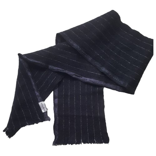 Pre-owned Giorgio Armani Wool Scarf & Pocket Square In Navy