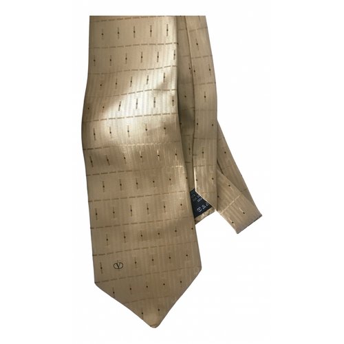 Pre-owned Valentino Garavani Silk Tie In Gold