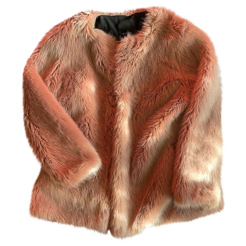 Pre-owned Pinko Faux Fur Coat In Pink