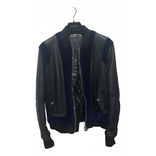 Pre-owned Philipp Plein Leather Jacket In Blue