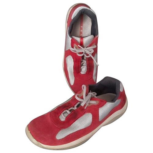 Pre-owned Prada Leather Trainers In Red