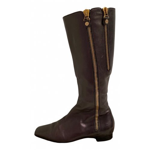 Pre-owned Jimmy Choo Leather Boots In Purple