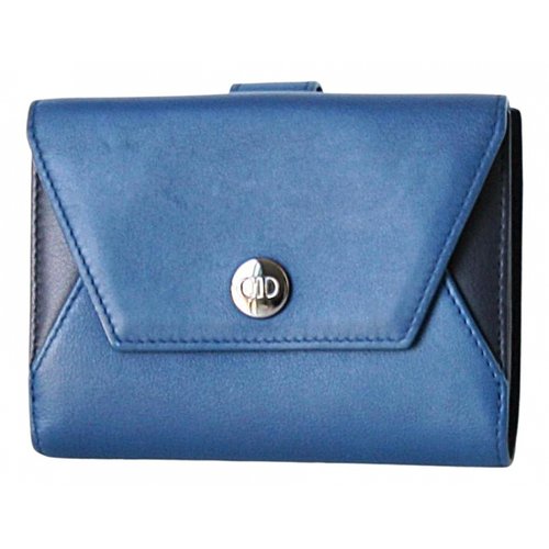 Pre-owned Dior Leather Wallet In Blue