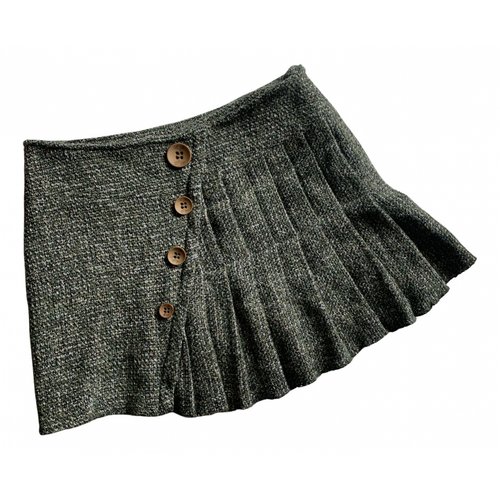 Pre-owned Liujo Wool Mini Skirt In Khaki