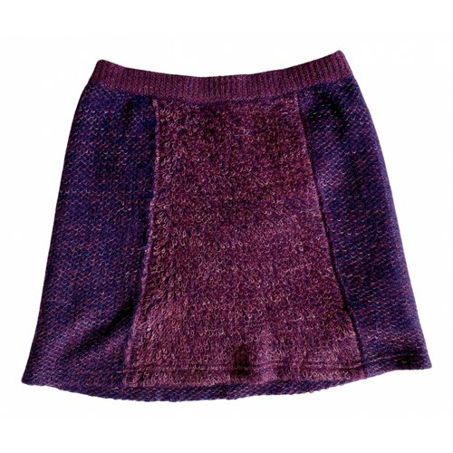Pre-owned Tory Burch Wool Mini Skirt In Purple