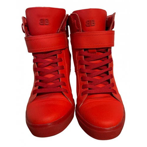 Pre-owned Baldinini Leather Ankle Boots In Red