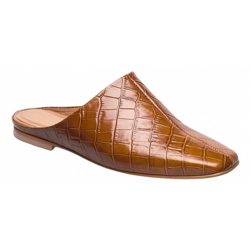 Pre-owned Flattered Leather Mules In Camel