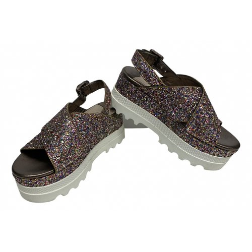 Pre-owned Miu Miu Glitter Sandals In Multicolour