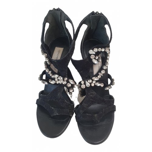 Pre-owned Giancarlo Paoli Leather Sandal In Black