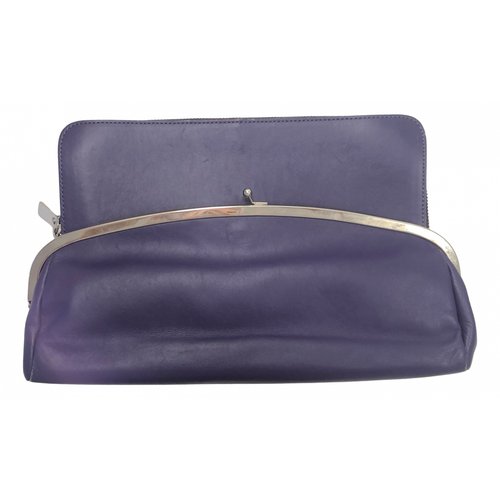 Pre-owned Maison Margiela Leather Clutch Bag In Purple