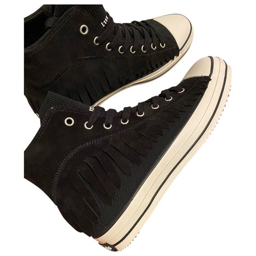 Pre-owned Palm Angels High Trainers In Black