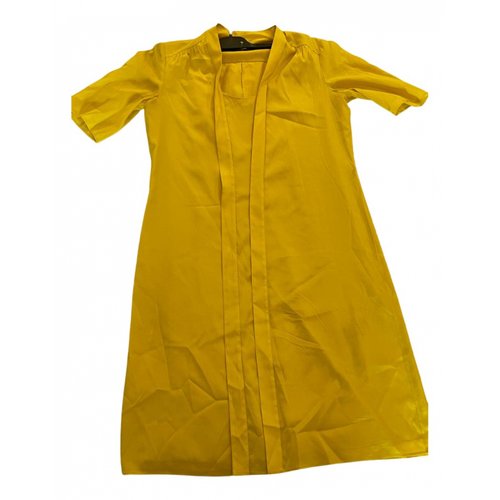 Pre-owned Hugo Boss Silk Mid-length Dress In Yellow