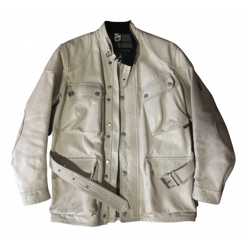 Pre-owned Belstaff Leather Caban In White