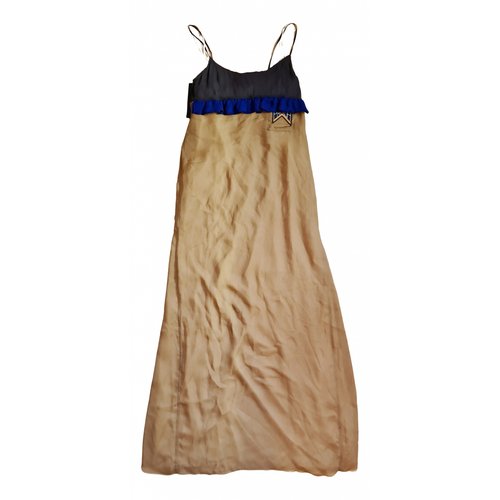 Pre-owned Prada Silk Maxi Dress In Brown