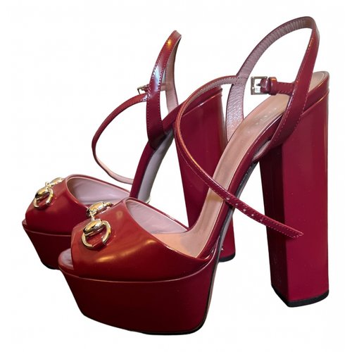 Pre-owned Gucci Patent Leather Sandals In Burgundy