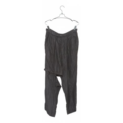 Pre-owned Barbara I Gongini Linen Trousers In Black