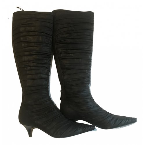 Pre-owned Armani Collezioni Leather Boots In Black