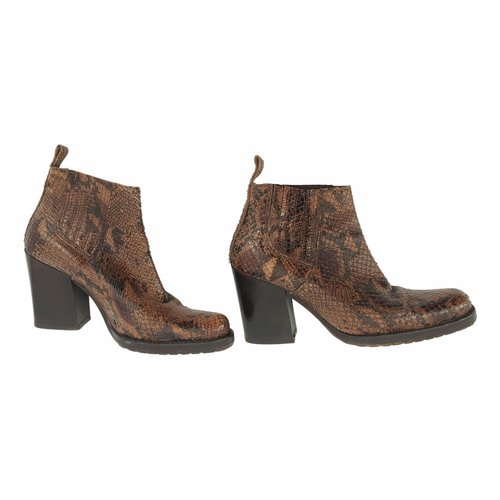 Pre-owned Italia Independent Leather Ankle Boots In Brown