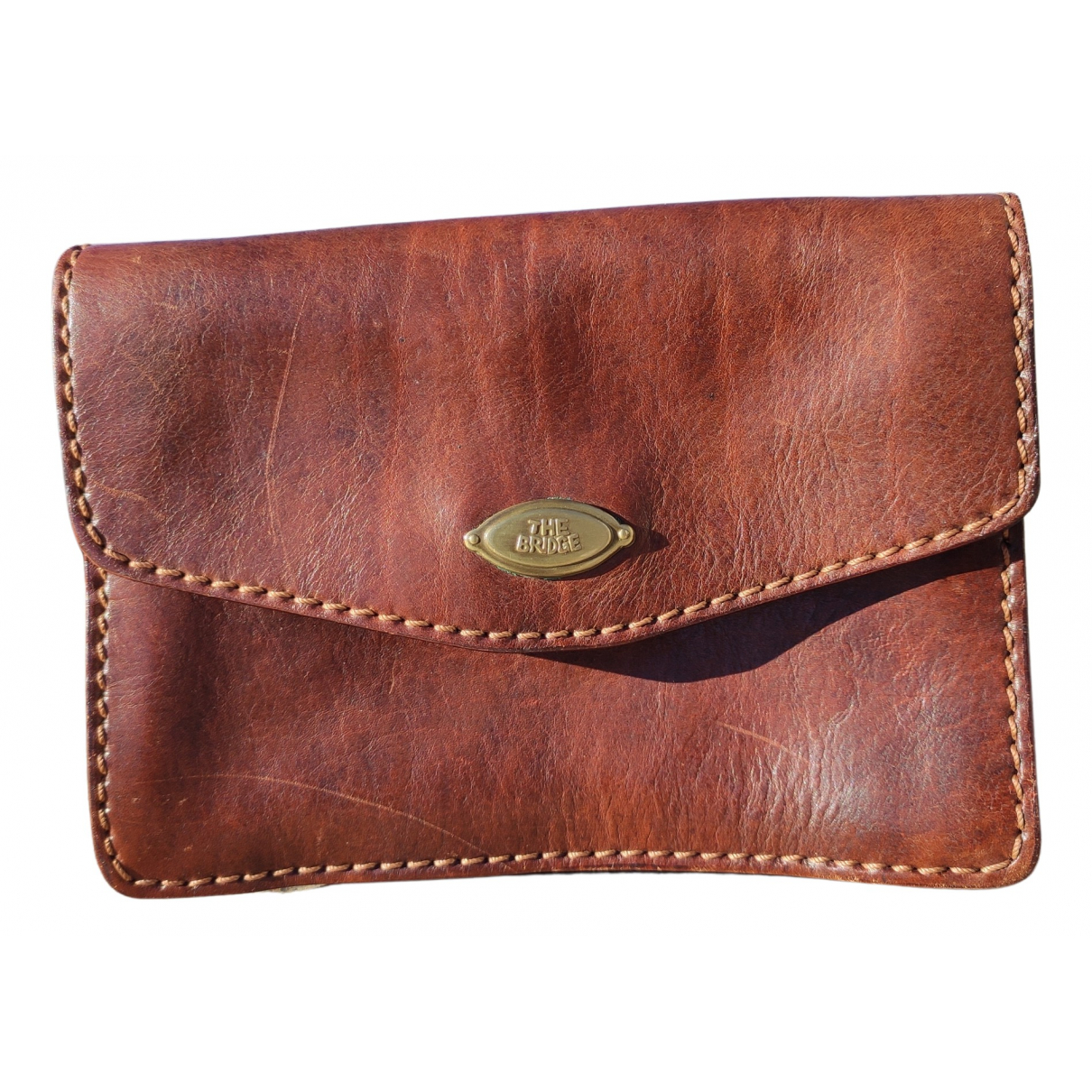 Leather clutch bag THE BRIDGE Burgundy in Leather - 17714898