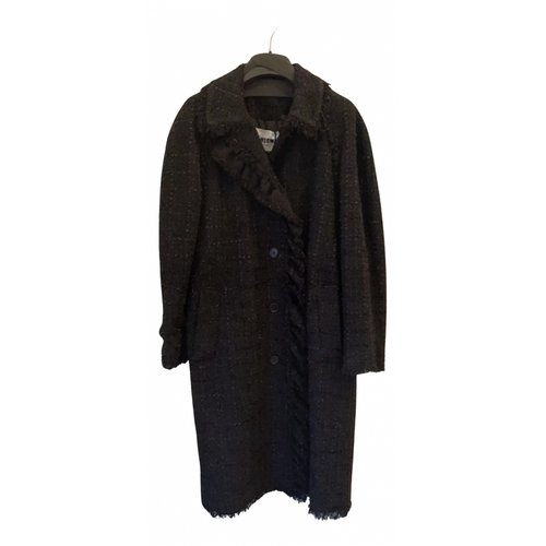 Pre-owned Msgm Tweed Coat In Black