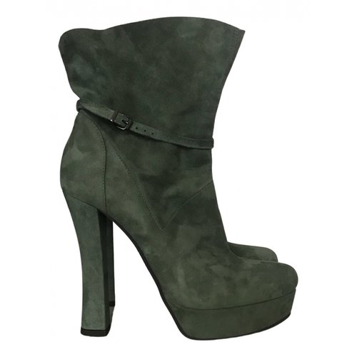 Pre-owned Giancarlo Paoli Leather Ankle Boots In Green