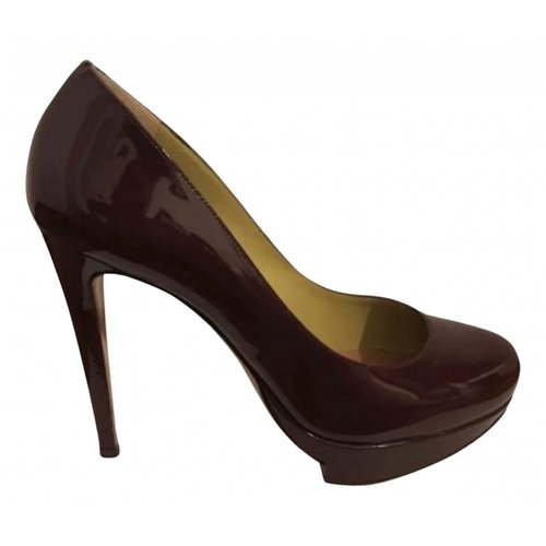Pre-owned Pollini Patent Leather Heels In Burgundy