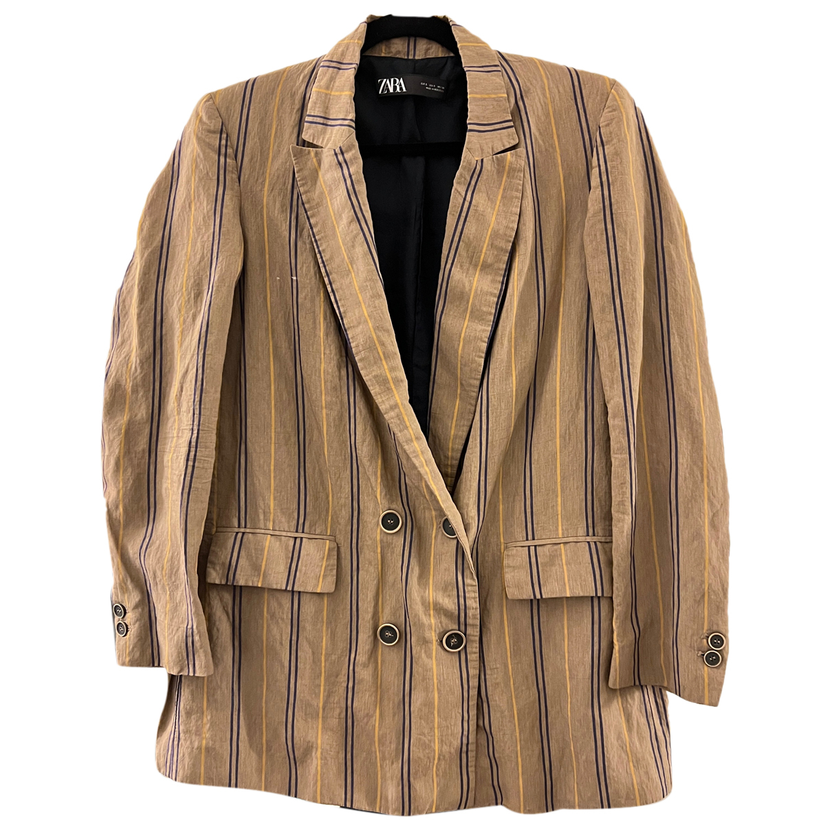 Pre-owned Zara Suit Jacket In Khaki 