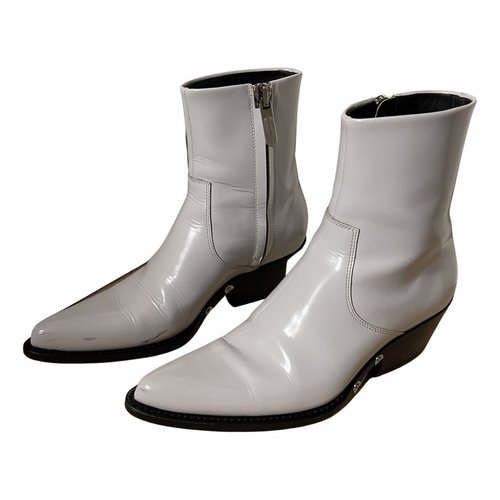 Pre-owned Calvin Klein 205w39nyc Patent Leather Western Boots In White