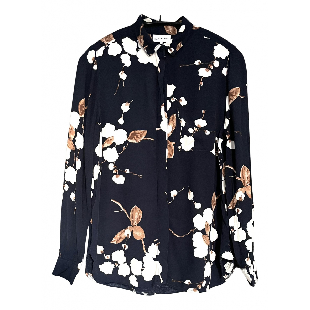 Pre-owned Ganni Shirt In Navy | ModeSens