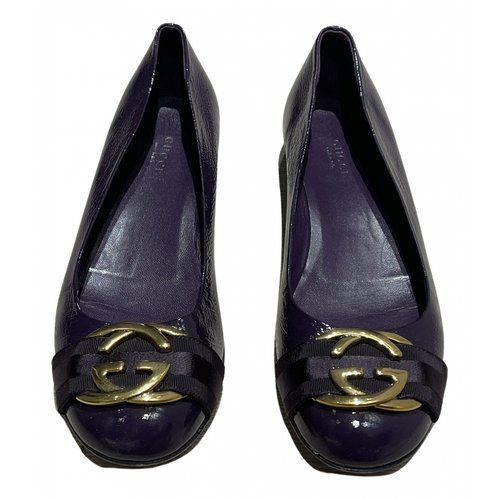 Pre-owned Gucci Patent Leather Ballet Flats In Purple