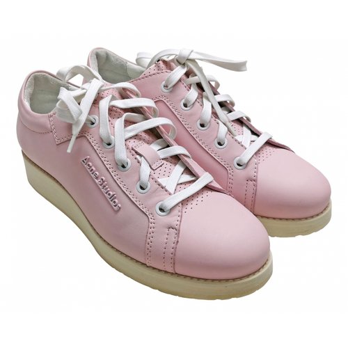 Pre-owned Acne Studios Leather Trainers In Pink