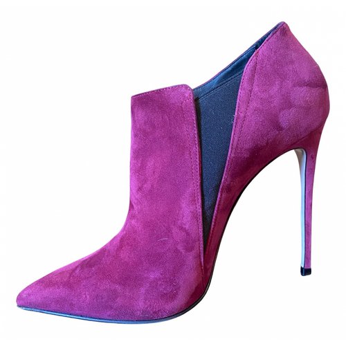 Pre-owned Le Silla Ankle Boots In Burgundy