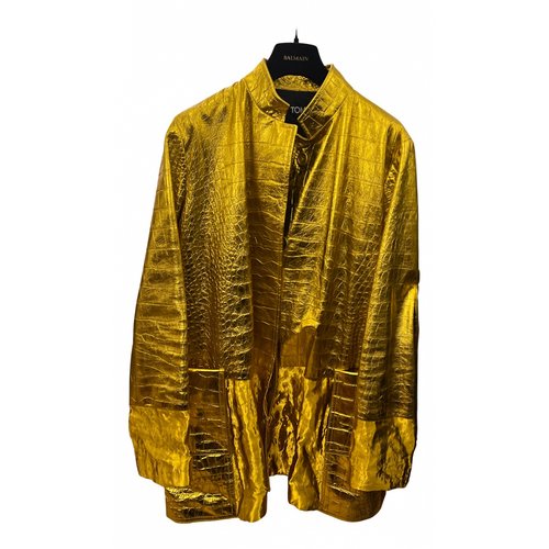 Pre-owned Tom Ford Leather Biker Jacket In Gold