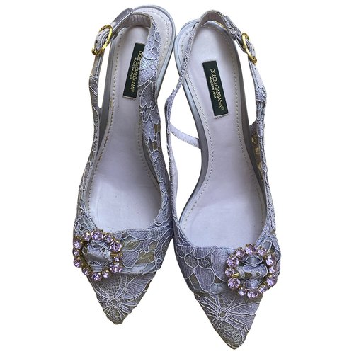 Pre-owned Dolce & Gabbana Taormina Cloth Sandals In Purple
