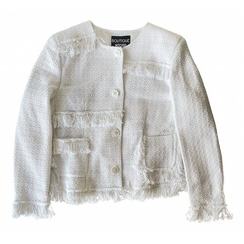 Pre-owned Moschino Tweed Blazer In White