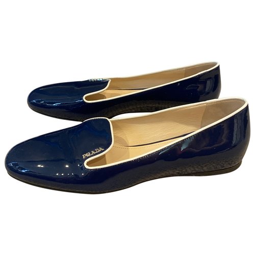 Pre-owned Prada Patent Leather Ballet Flats In Blue