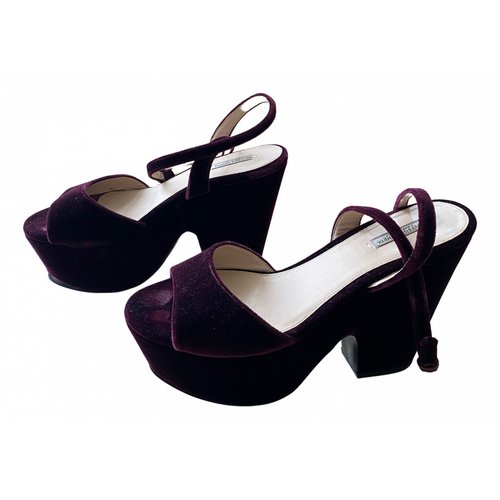 Pre-owned Bottega Veneta Velvet Sandals In Purple